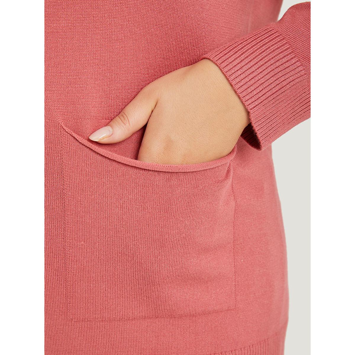 Plus Size Supersoft Essentials Solid Button Down Patched Pocket Cardigan Russet Women Casual Loose Long Sleeve Everyday Cardigans BloomChic 26/4X Product Image