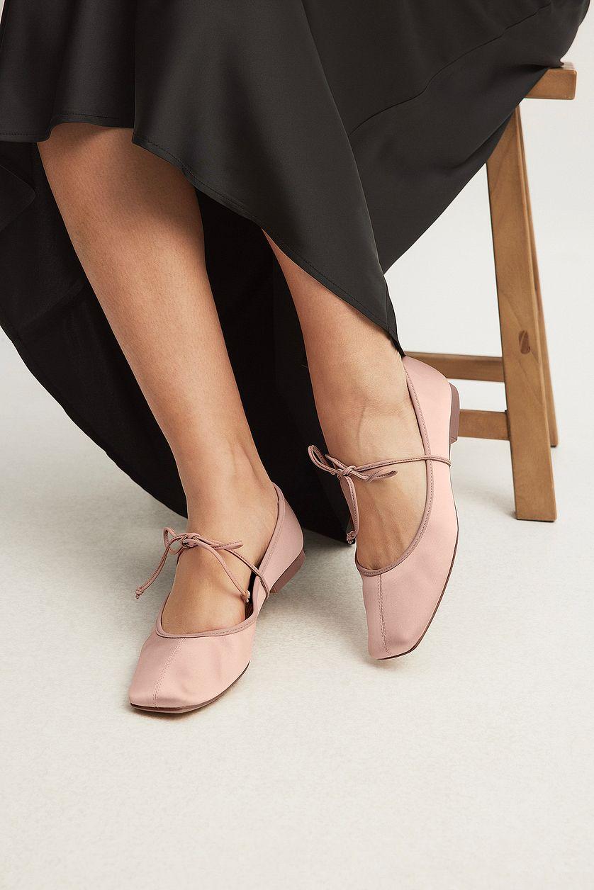 Squared Toe Strap Detail Ballerina Product Image