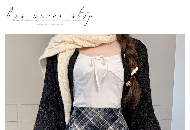 High Waist Plaid Mini A-Line Skirt Product Image