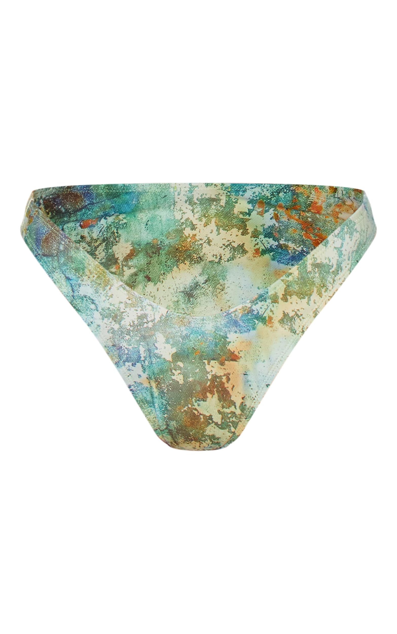 Green Mottled Print Halter Neck Bikini Top Product Image