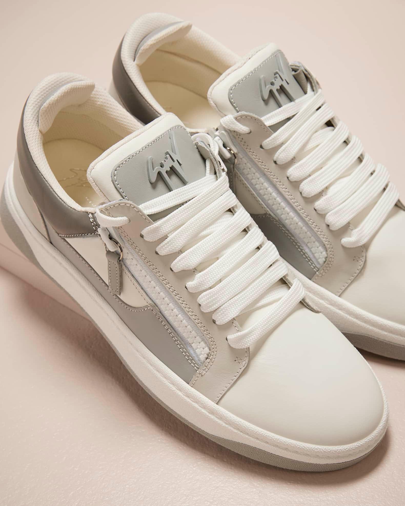 Men's Leather Low-Top Zip Sneakers Product Image