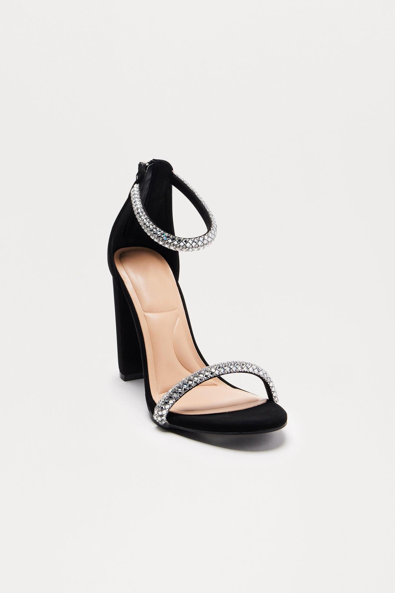 Miravella Rhinestone Heels - Black Product Image
