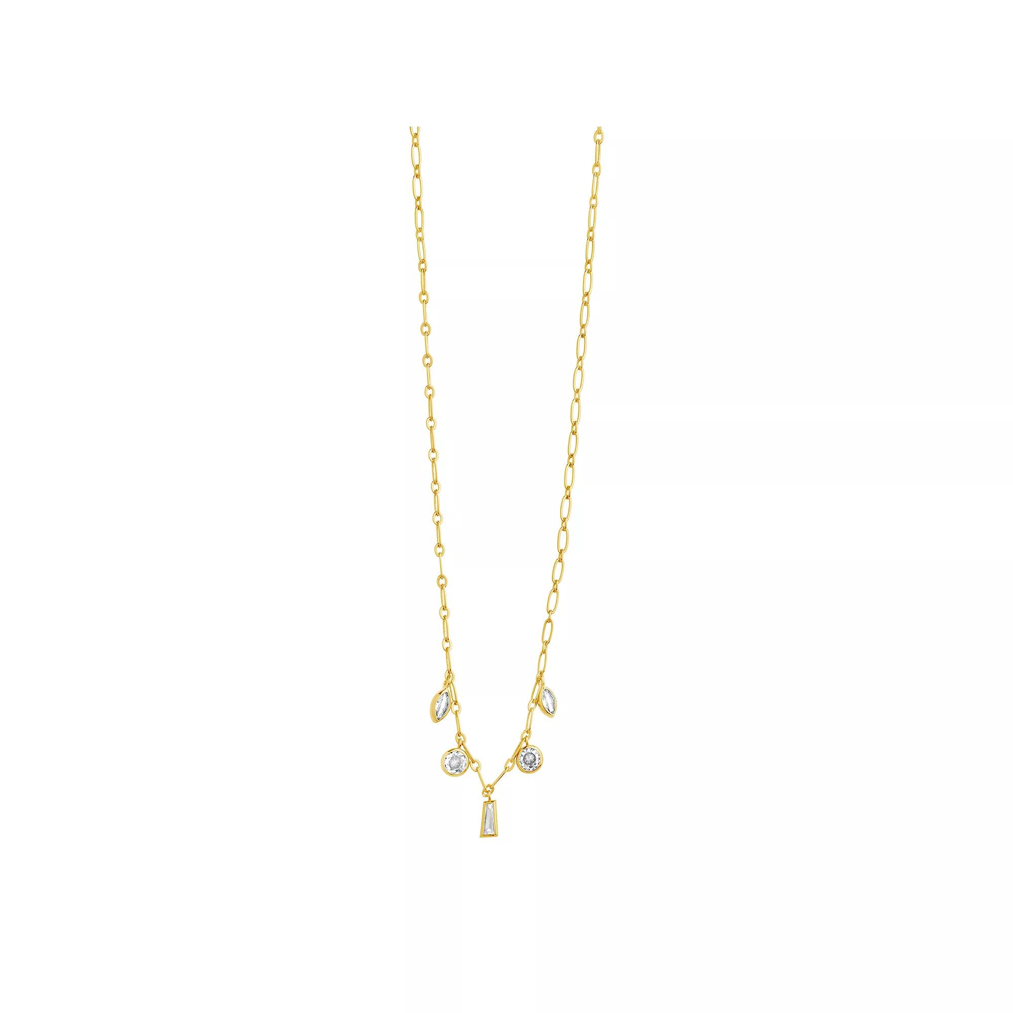 MC Collective Geometric Cubic Zirconia Charm Necklace, Women's, Gold Tone Product Image