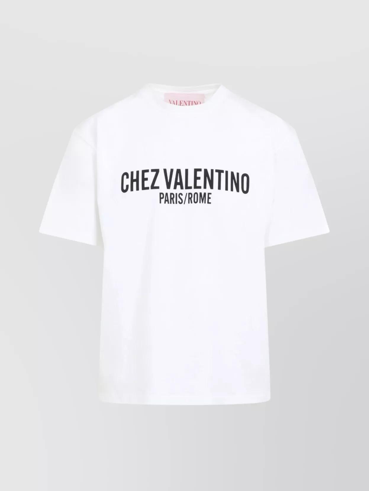 VALENTINO Cotton Crew Neck T-shirt With Graphic Print In White Product Image