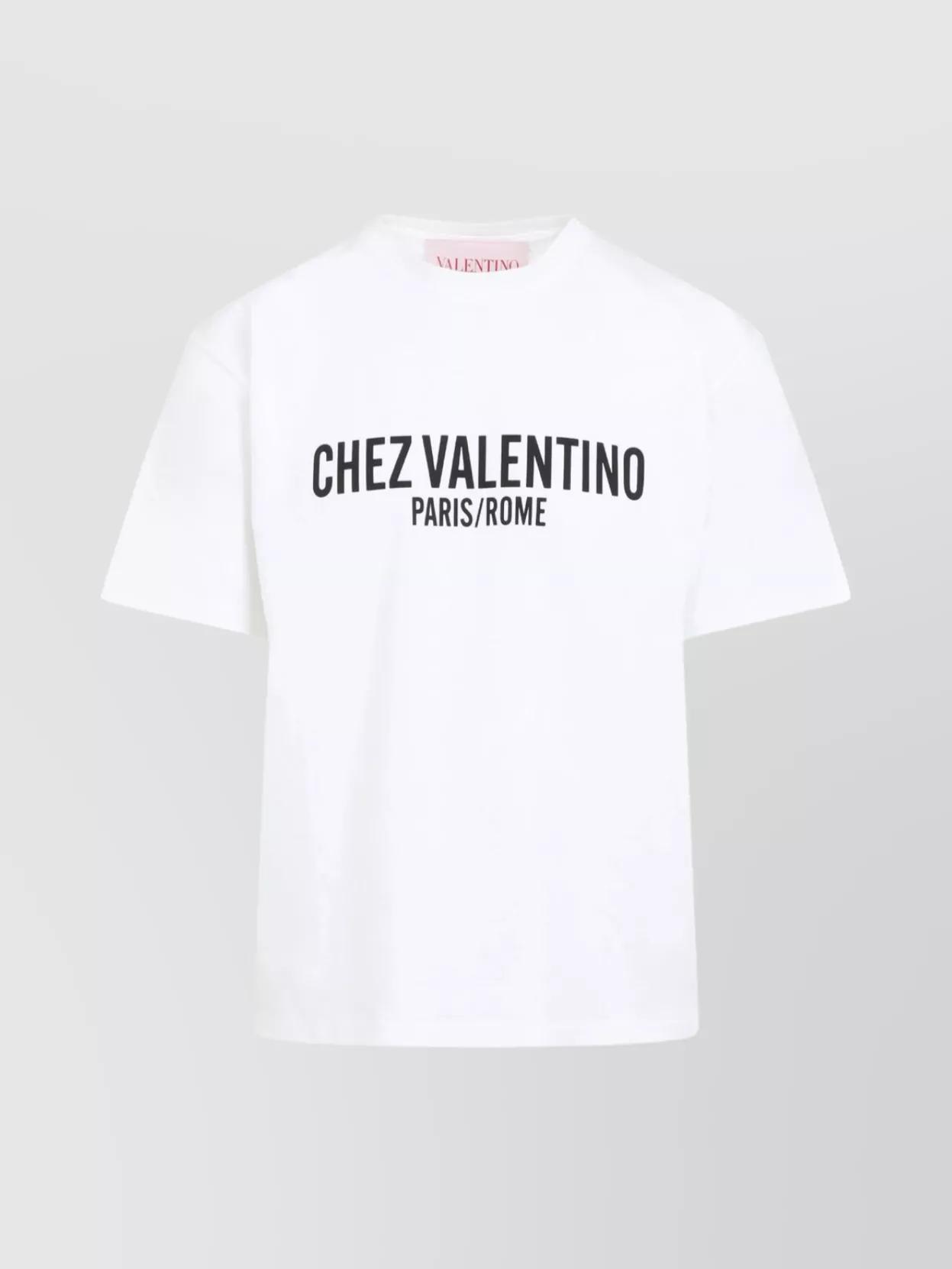 VALENTINO Cotton Crew Neck T-shirt With Graphic Print In White Product Image