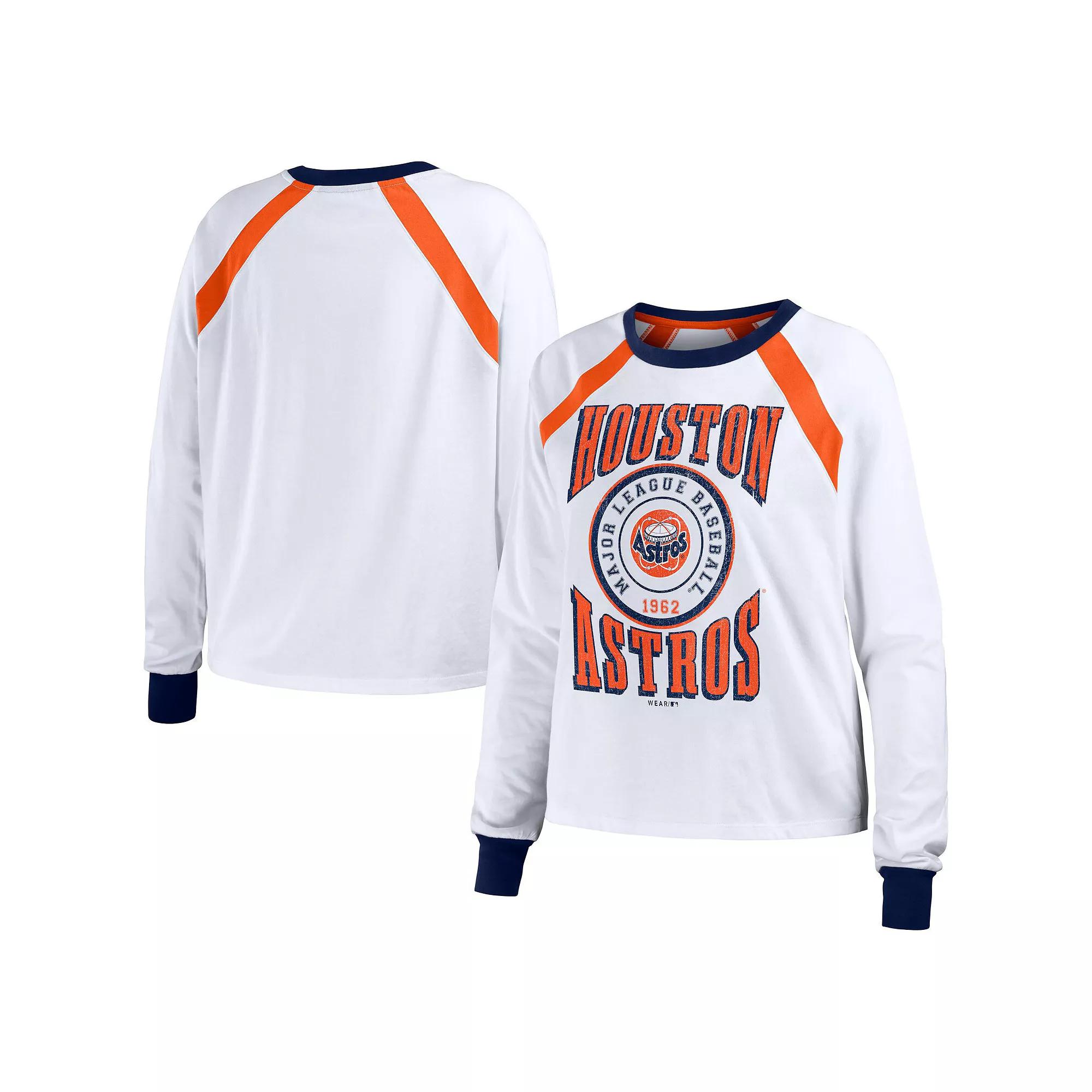 Women's WEAR by Erin Andrews White Houston Astros Raglan Long Sleeve T-Shirt,  Product Image