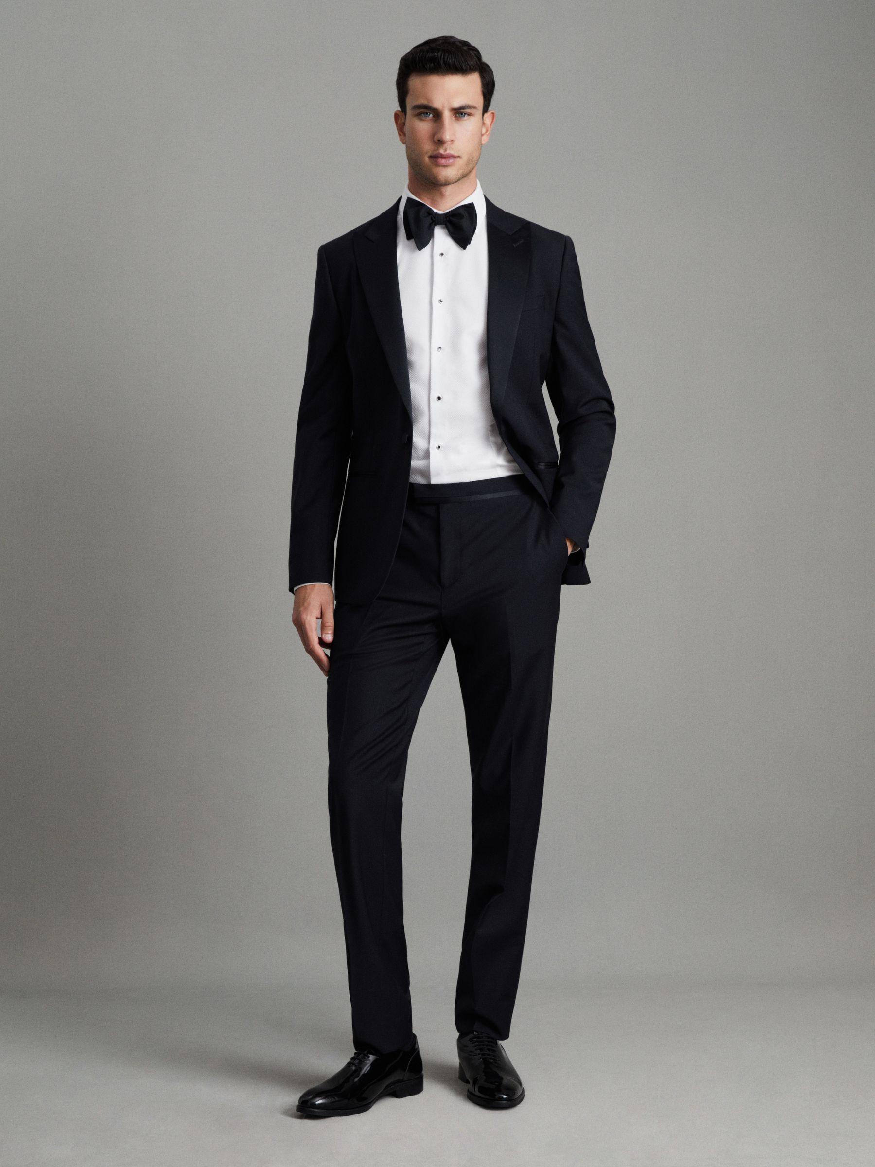 Slim-Fit Wool-Blend Tuxedo Trousers in Navy Product Image
