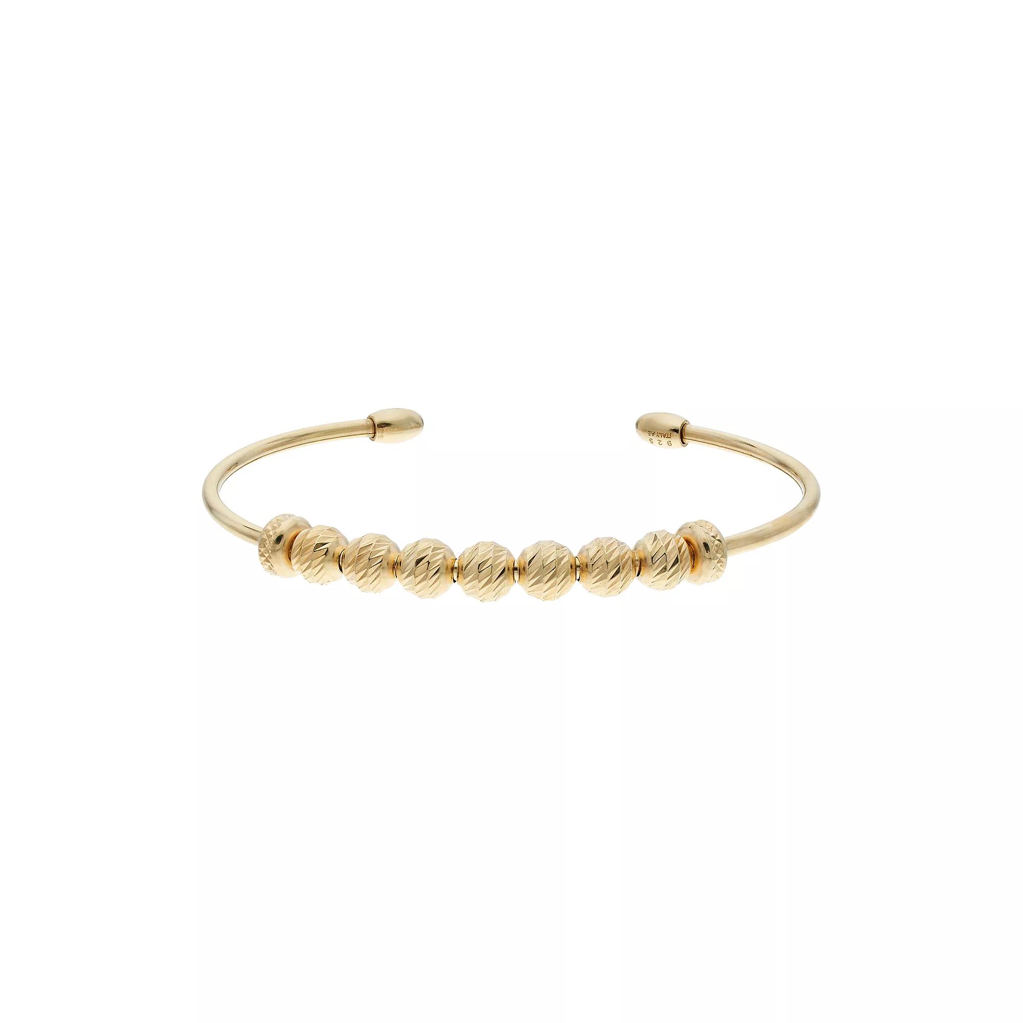 14k Gold Over Silver Beaded Cuff Bracelet, Women's, Gold Tone Product Image
