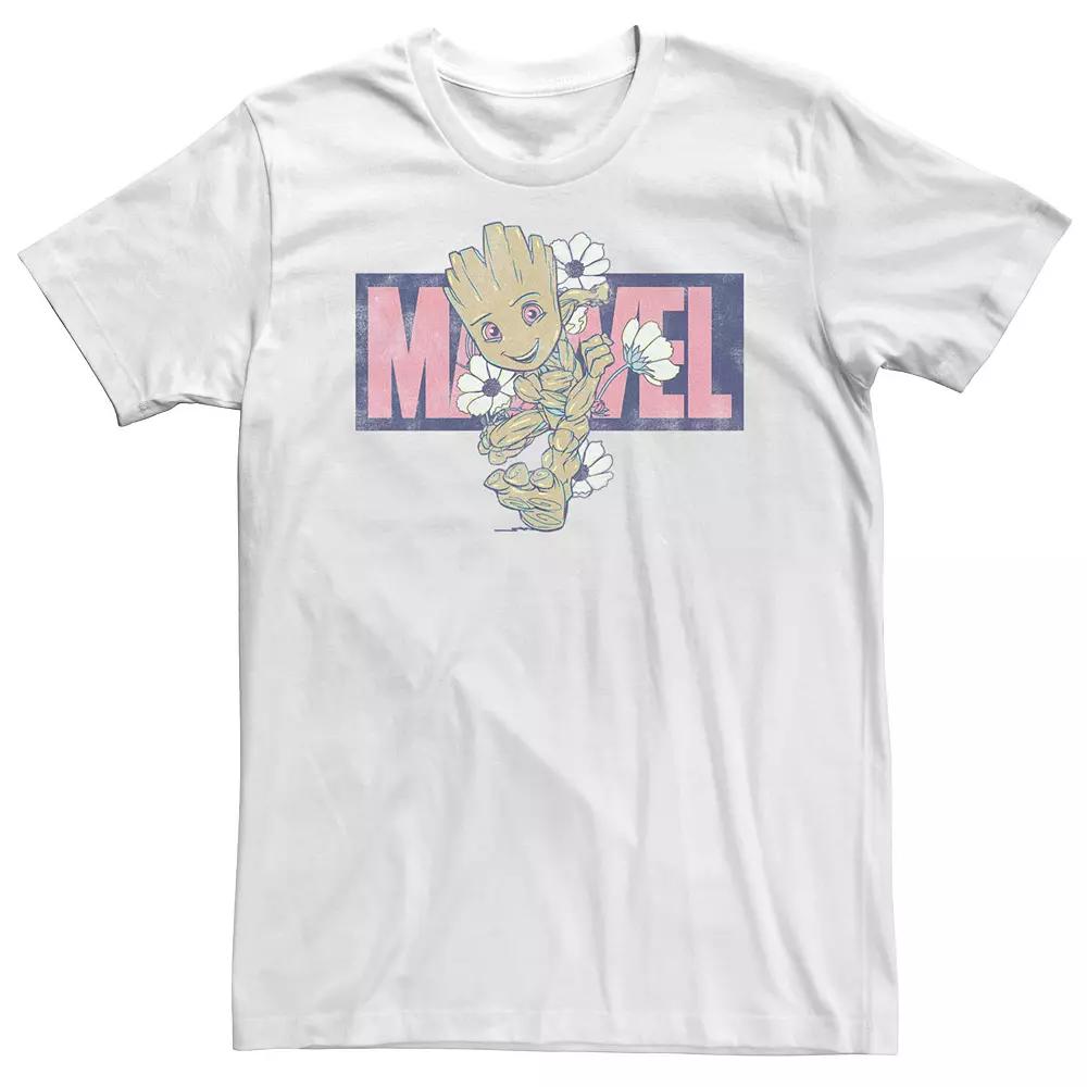 Big & Tall Marvel Groot Running Floral Tee, Mens Product Image