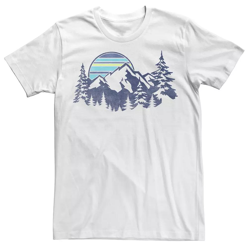 Men's Mountain Range Striped Sunset Tee, Size: XXL, White Product Image