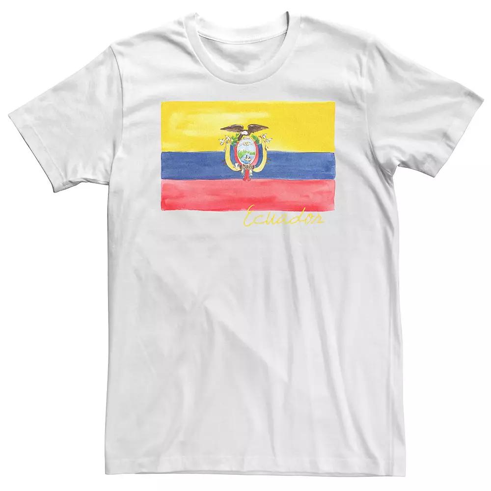 Big & Tall HHM Ecuador Flag Watercolor Tee, Men's, Size: 4XL Tall, White Product Image