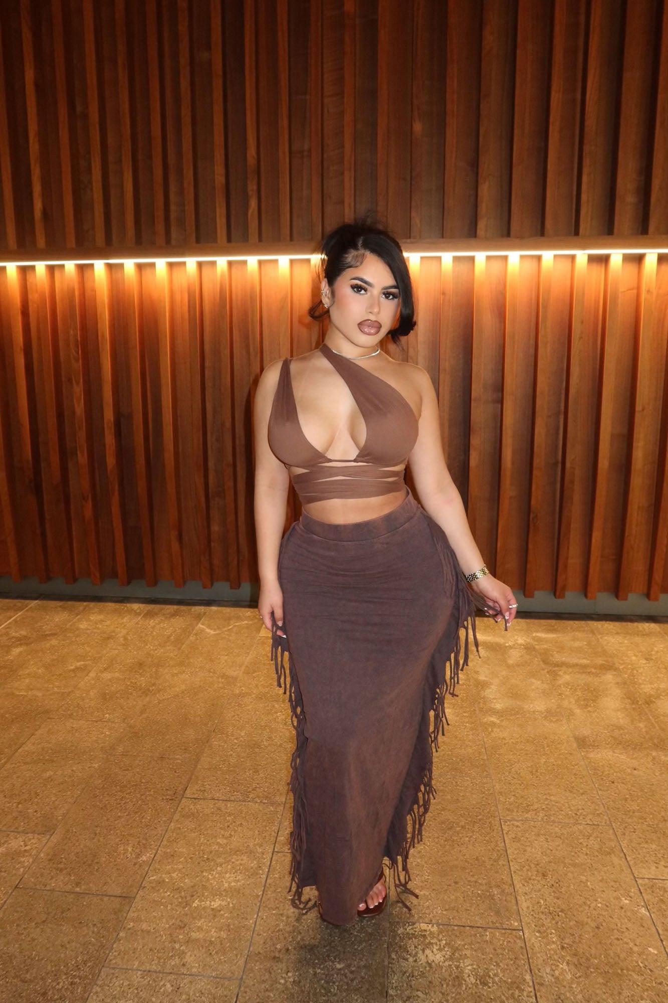 Sahara Mineral Wash Maxi Skirt - Brown Product Image