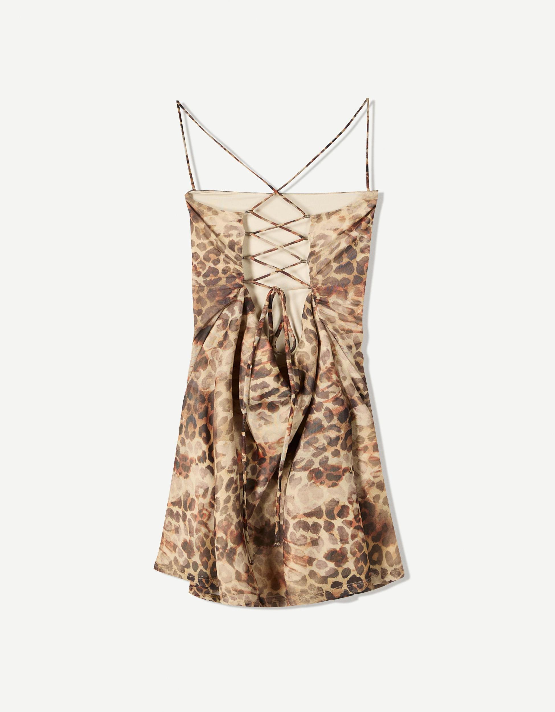 Strappy tulle animal print mini dress Product Image
