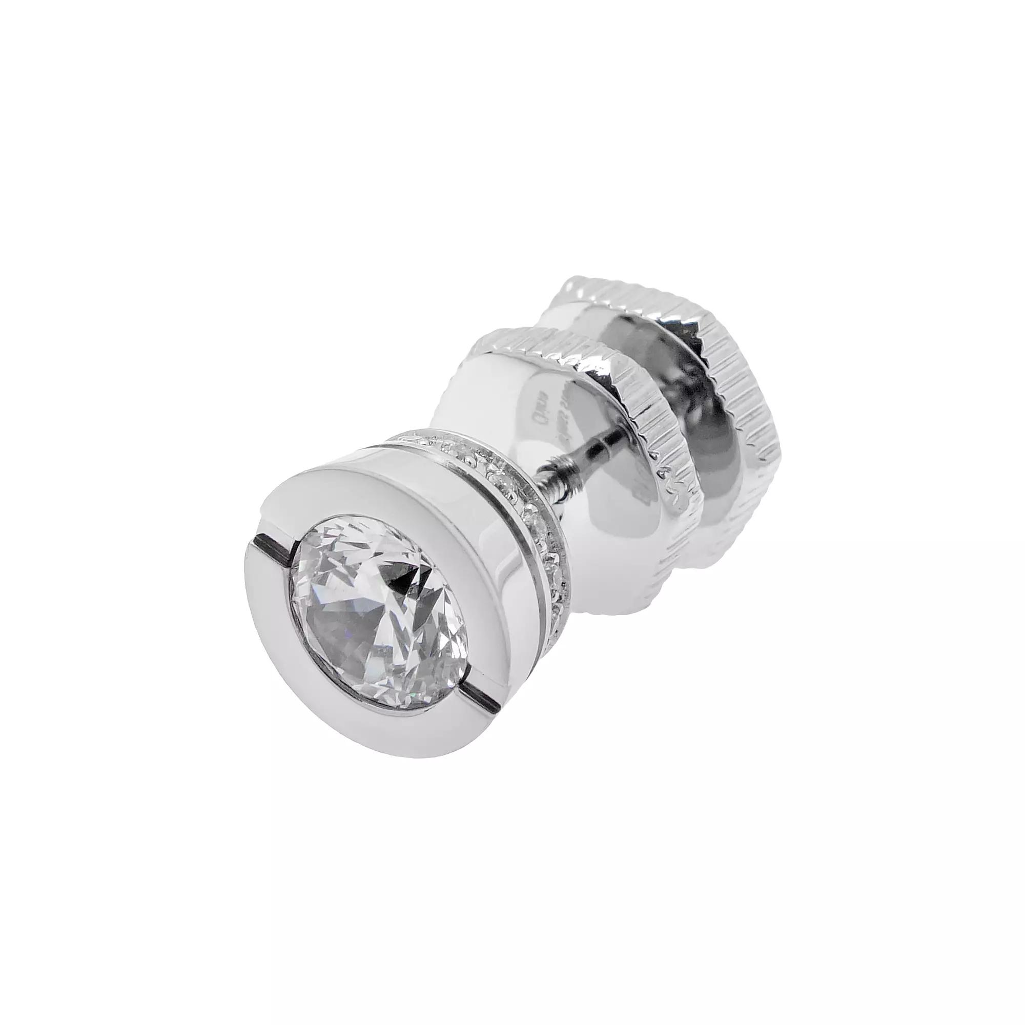 LYNX Cubic Zirconia Stainless Steel Stud - Single Earring, Mens, White Product Image