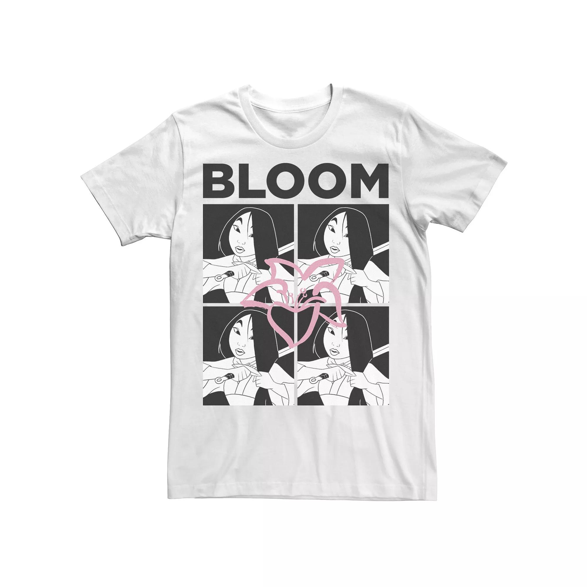 Disney's Mulan Men's Black & White Box Up Bloom Tee,  Product Image