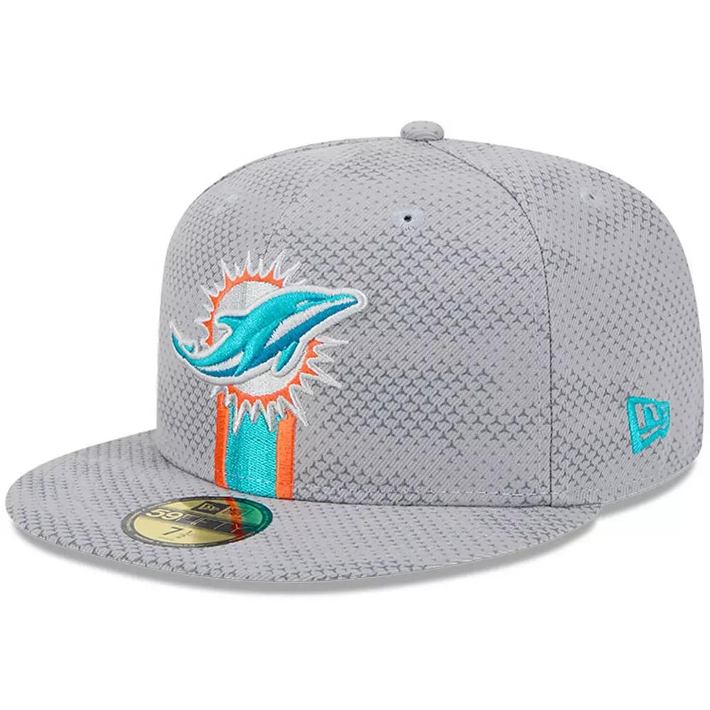 Men's New Era Gray Miami Dolphins 2024 Sideline 59FIFTY Fitted Hat,  Product Image