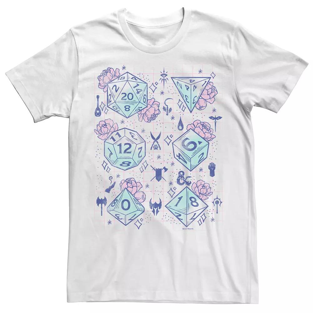 Big & Tall Dungeons And Dragons Floral Dice Grid Tee, Men's,  Product Image