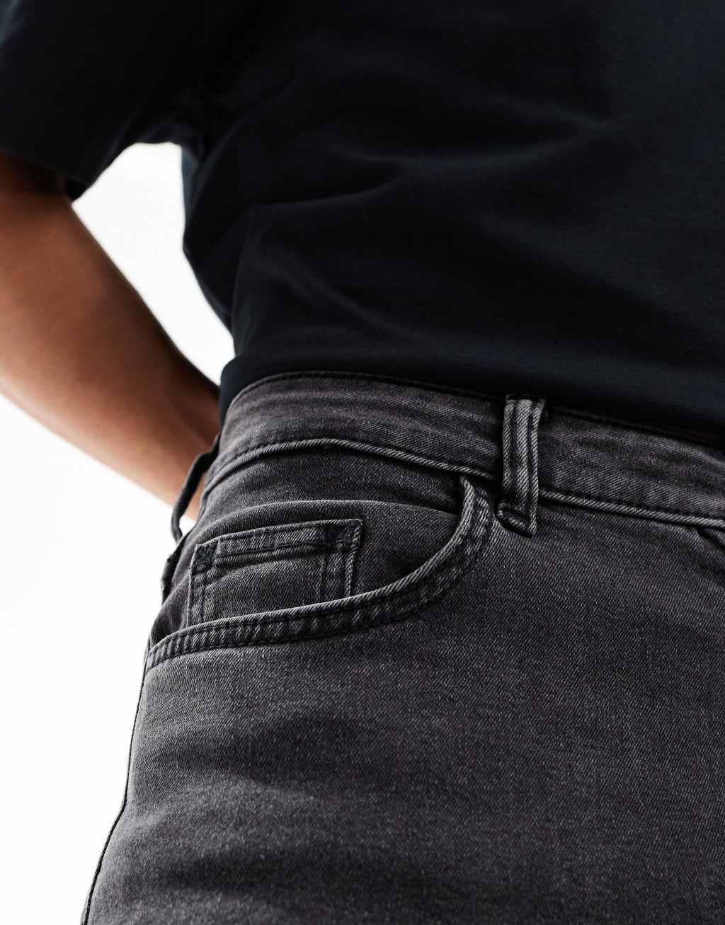 COLLUSION mid rise skinny jeans in washed black Product Image