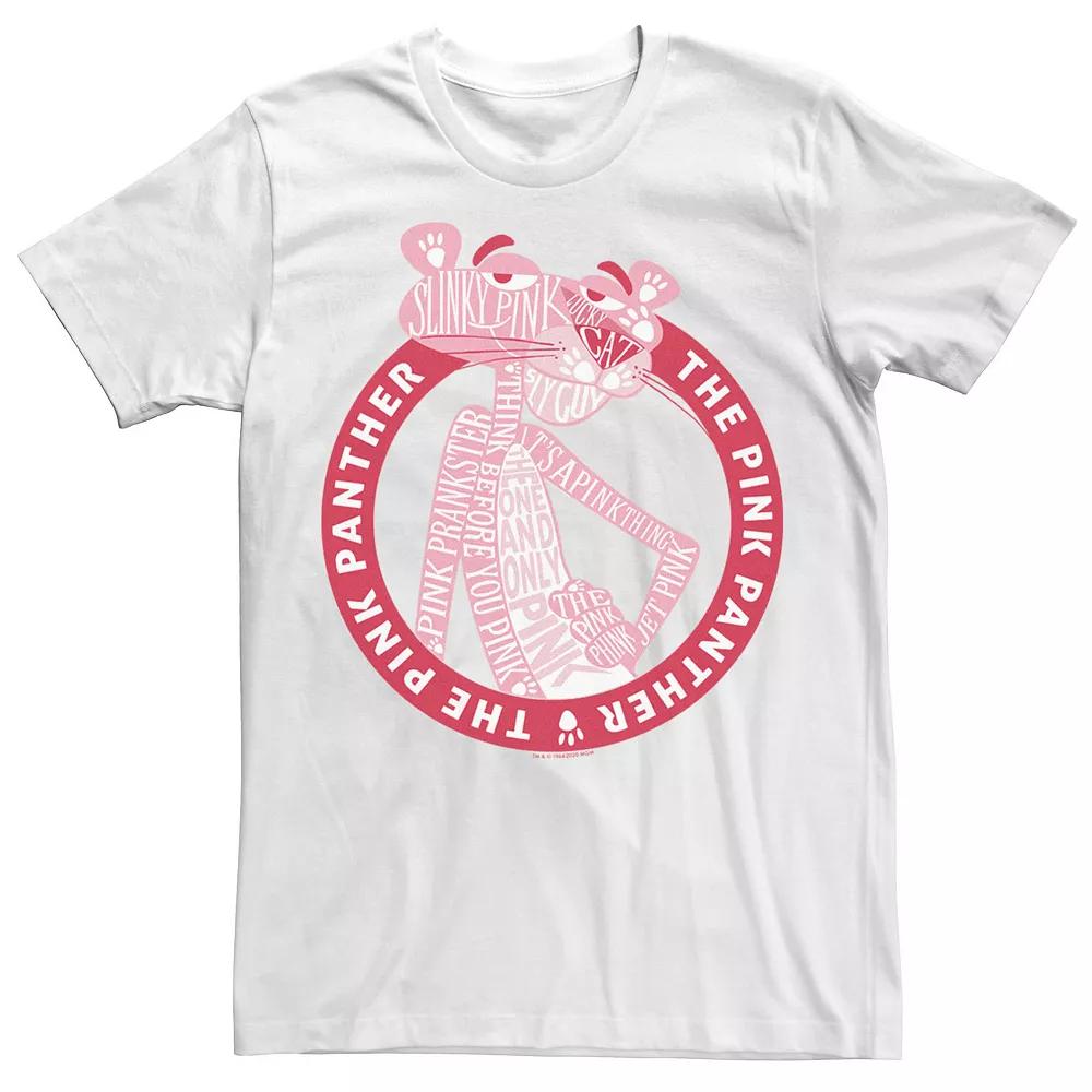 Men's The Pink Panther Text Fill Portrait Tee, Size: XXL, White Product Image