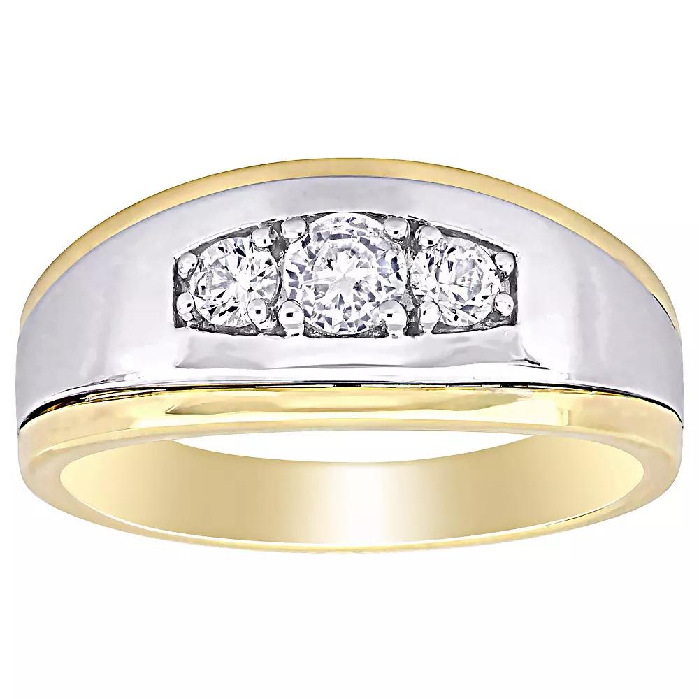 Stella Grace Men's 10k Gold Two Tone Lab-Created White Sapphire 3-Stone Ring, Size: 9.50, 10k Two Tone Product Image