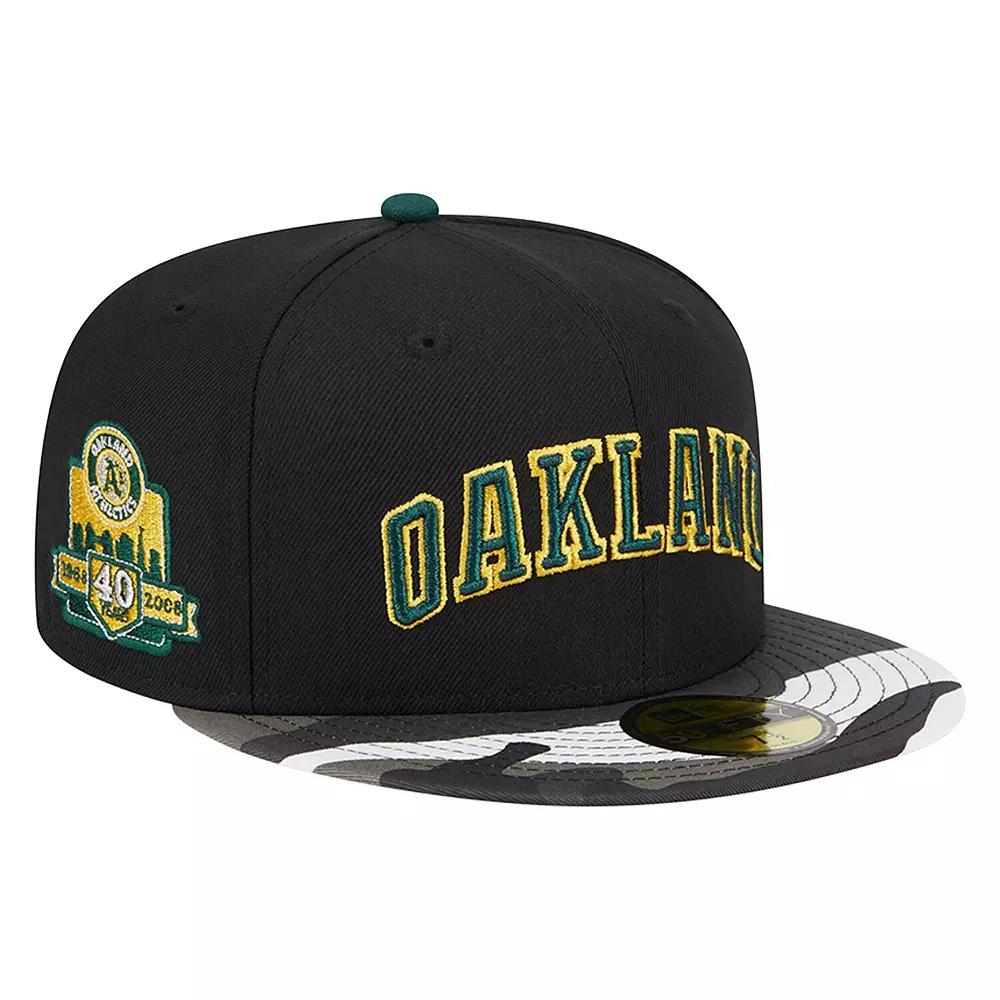 Men's New Era Black Oakland Athletics Metallic Camo 59FIFTY Fitted Hat,  Product Image