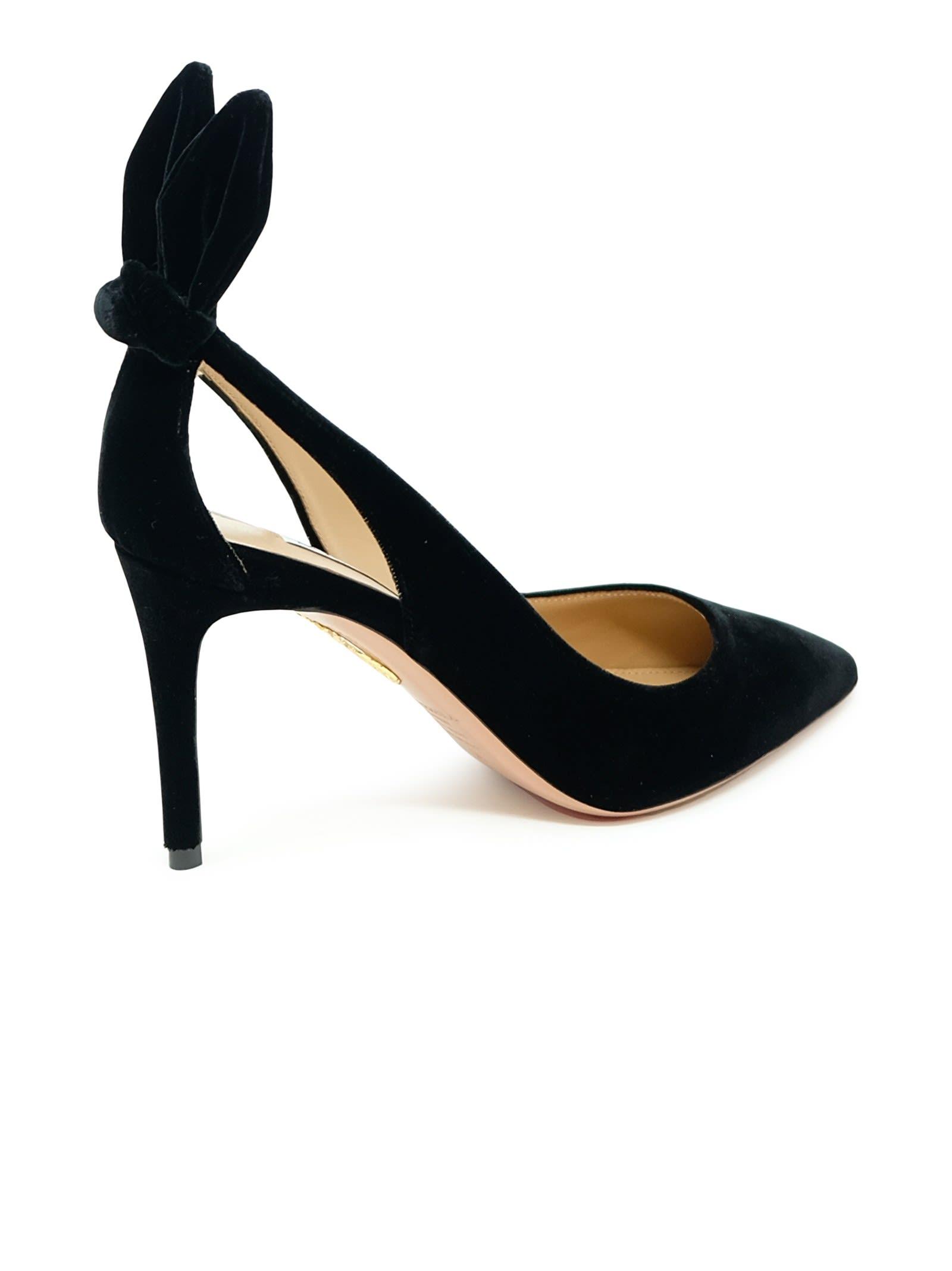 AQUAZZURA Bow Tie 85 Suede Pumps In Black Product Image