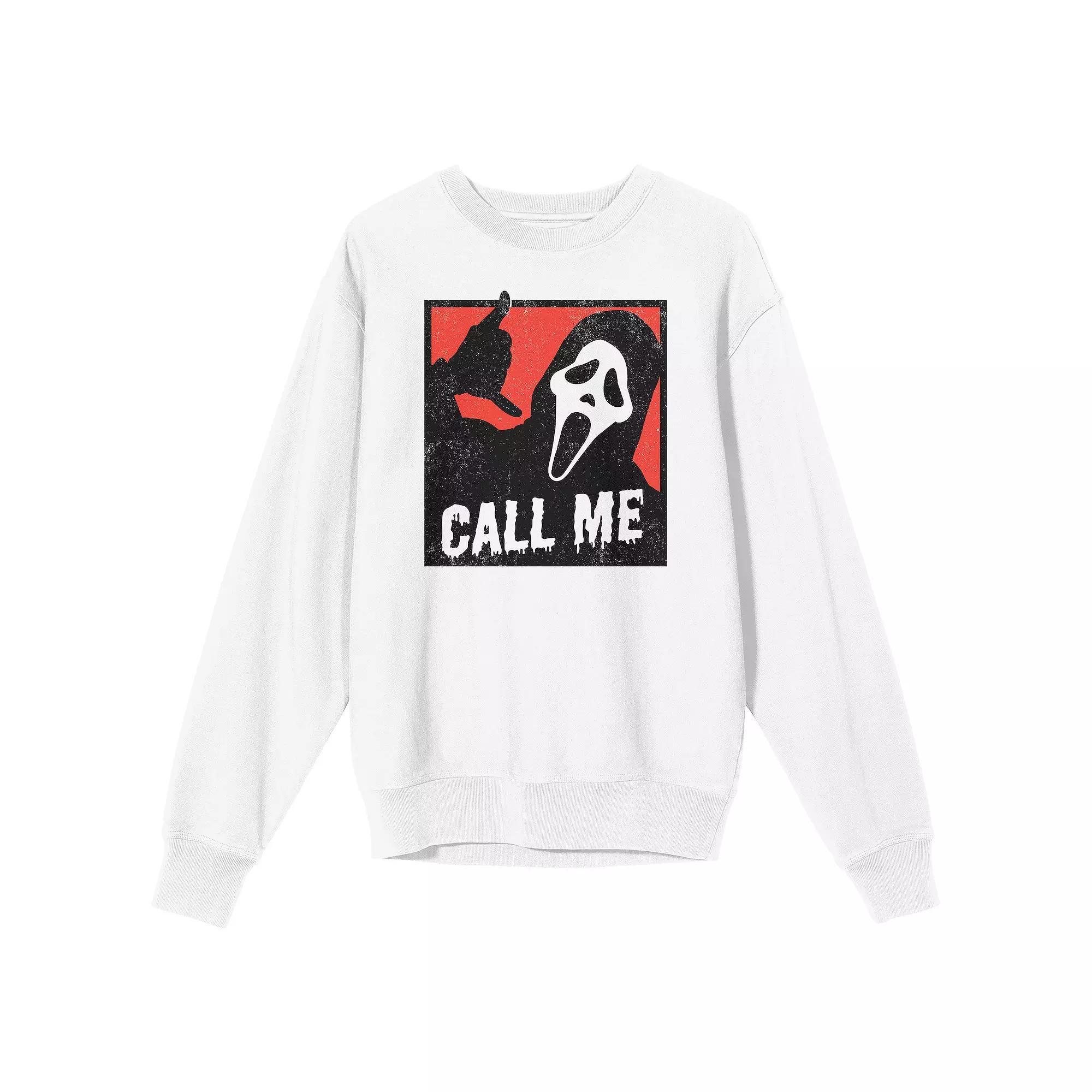 Men's Ghostface Call Me White Sweatshirt, Size: Small Product Image