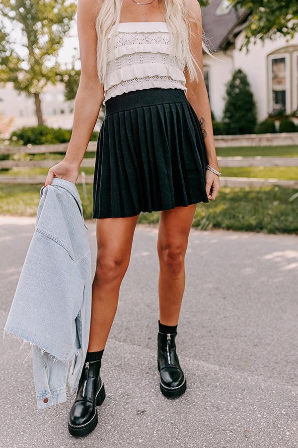 The Valeria High Waist Knit Skirt in Black Product Image
