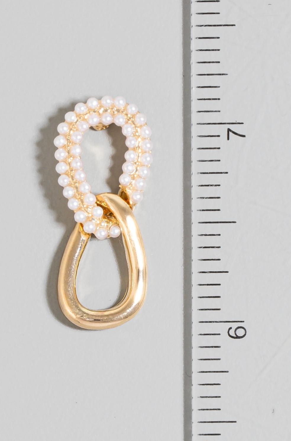 Pearl Pave Tear Linked Stud Drop Earrings Product Image