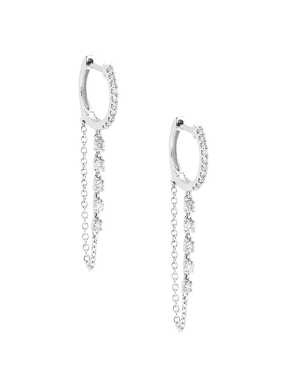 Womens 14K White Gold & 0.4 TCW Diamond Chain Drop Earrings Product Image