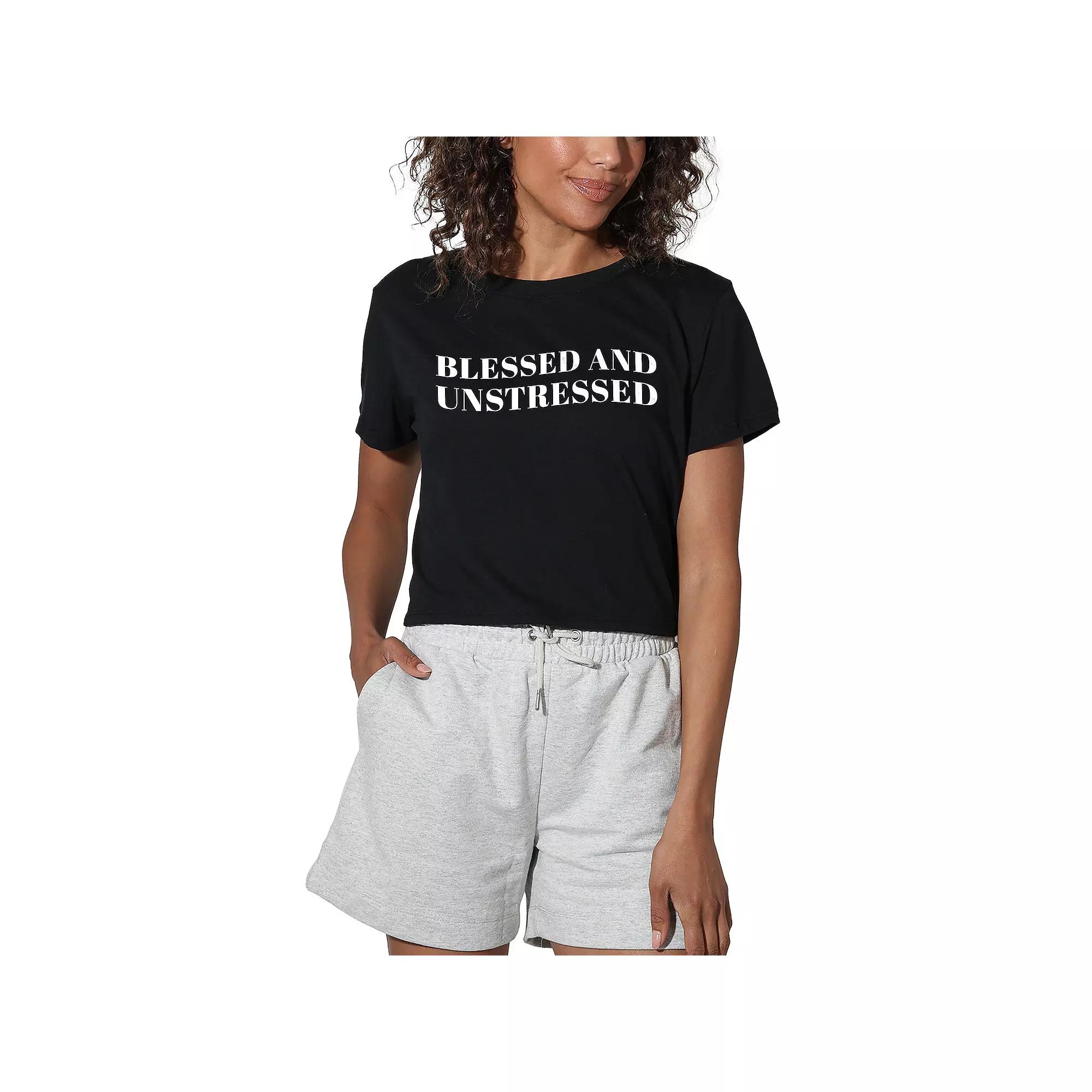 Women's Suburban Riot Blessed and Unstressed Crop Tee, Girl's,  Product Image