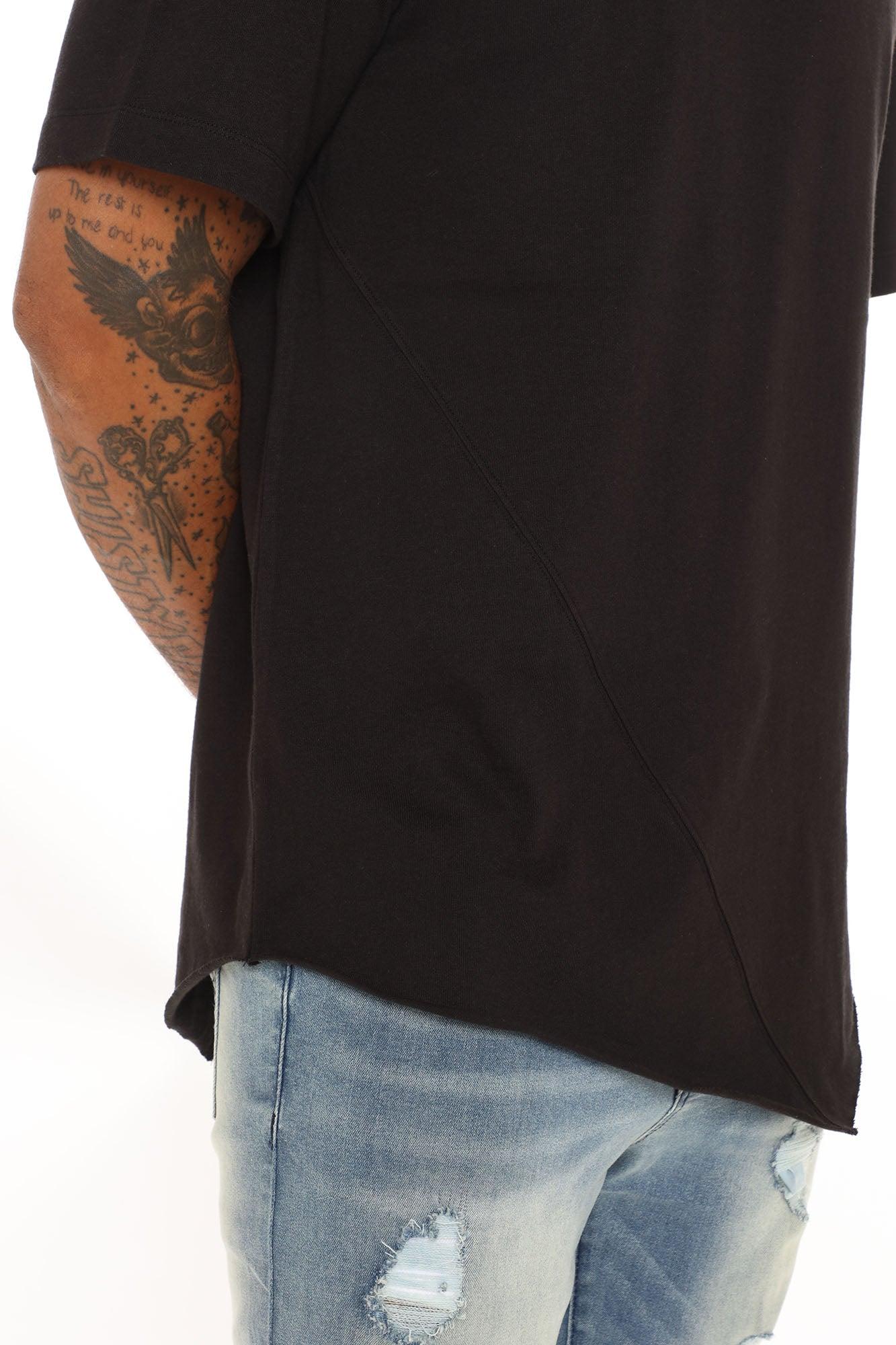 Cameron Asymmetrical Short Sleeve Tee - Black Product Image