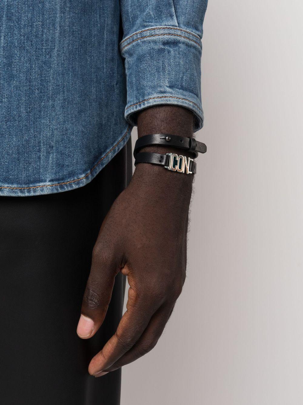 Icon-plaque leather bracelet Product Image