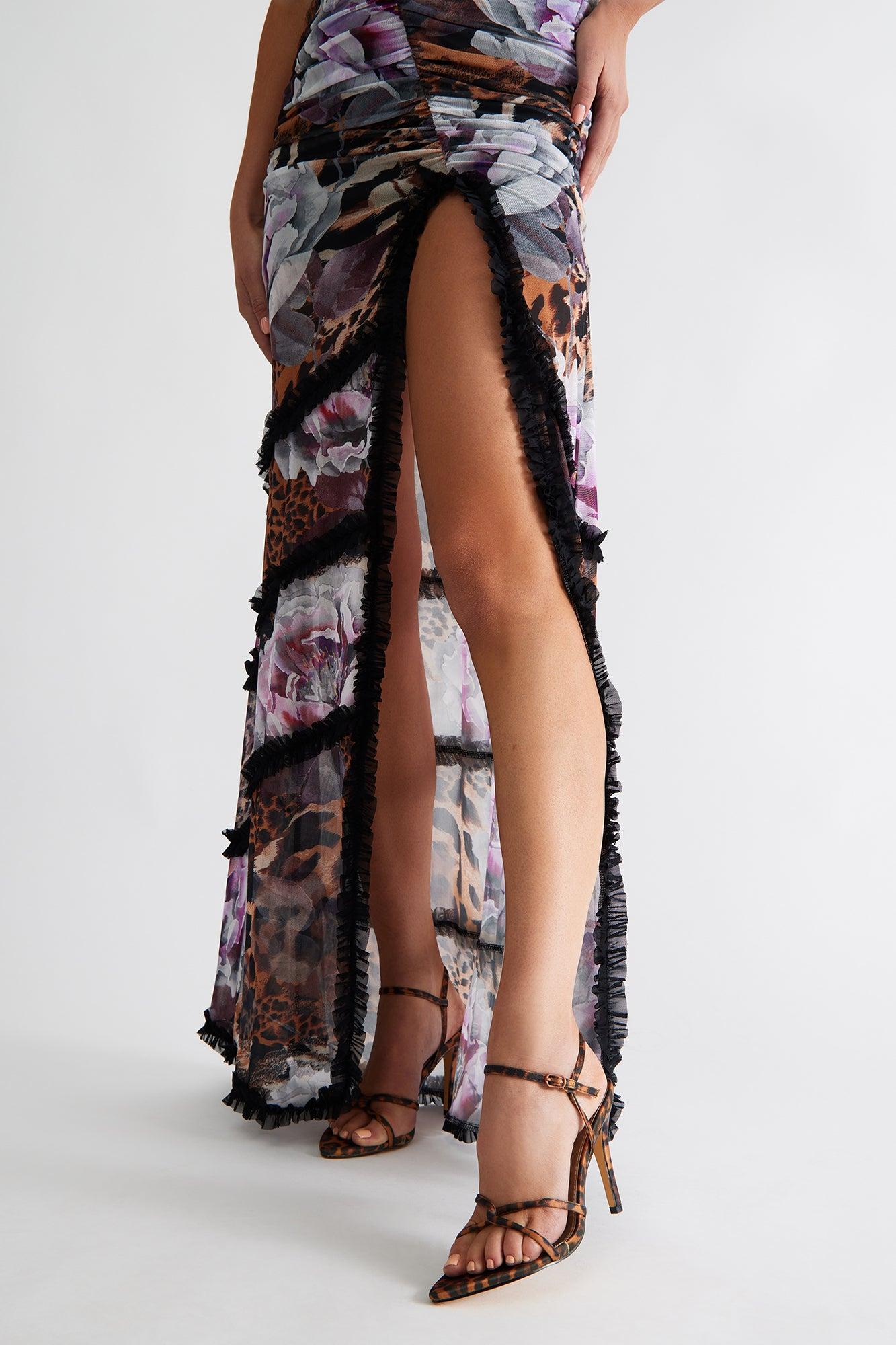 Keys Satin Ankle Strap Heels - Leopard Product Image