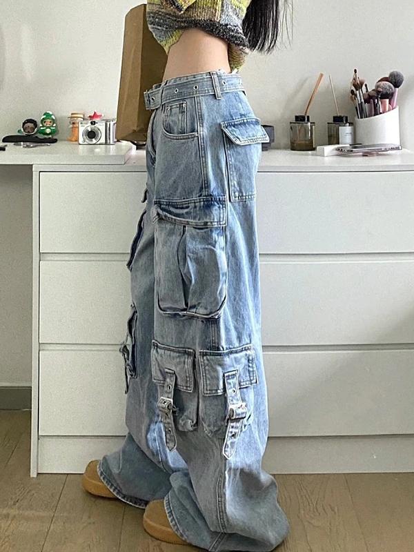 Vintage Multi-Pocket Cargo Jeans Product Image