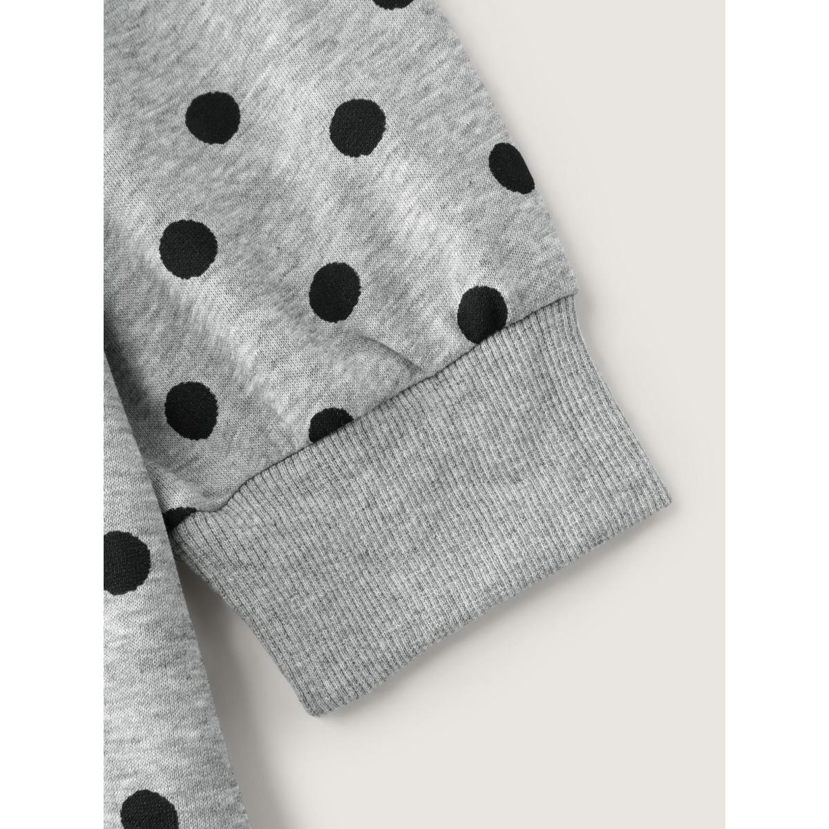 Plus Size Polka Dot Drawstring Neck Hoodie Women DarkGray Leisure Drawstring Hooded Casual Sweatshirts BloomChic 18-20/2X Product Image