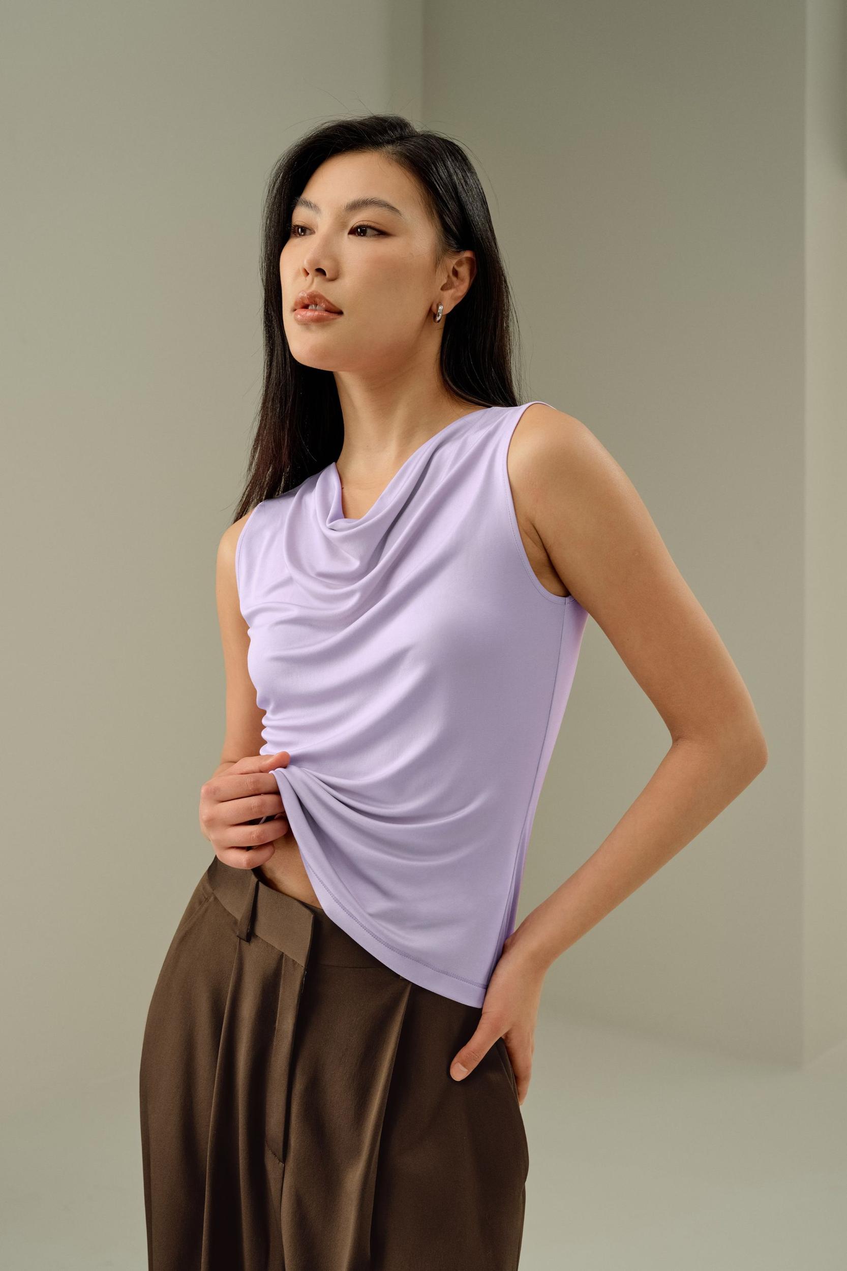 LILYSILK Silk Tshirt | Female | Lilac Premium Silk | Comfortable Perfect for Layering Tops XL Product Image