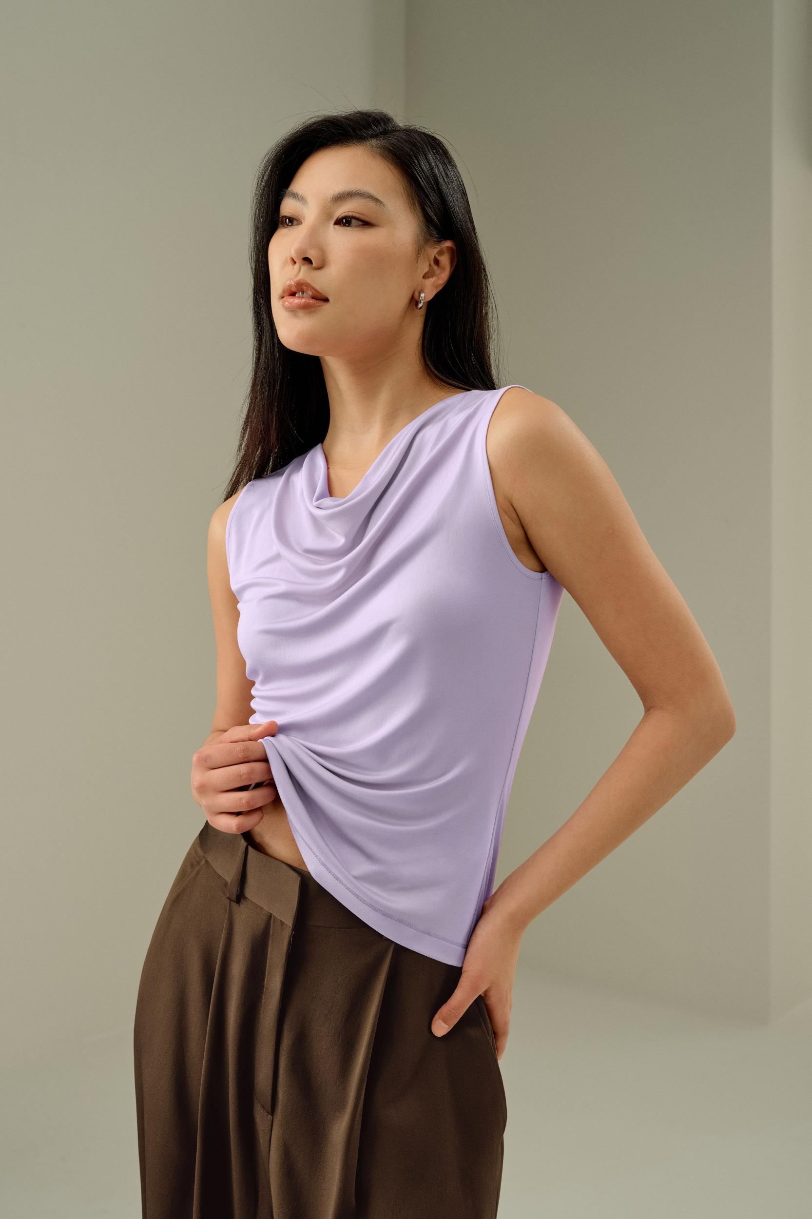 LILYSILK Silk Tshirt | Female | Lilac Premium Silk | Comfortable Perfect for Layering Tops XL Product Image