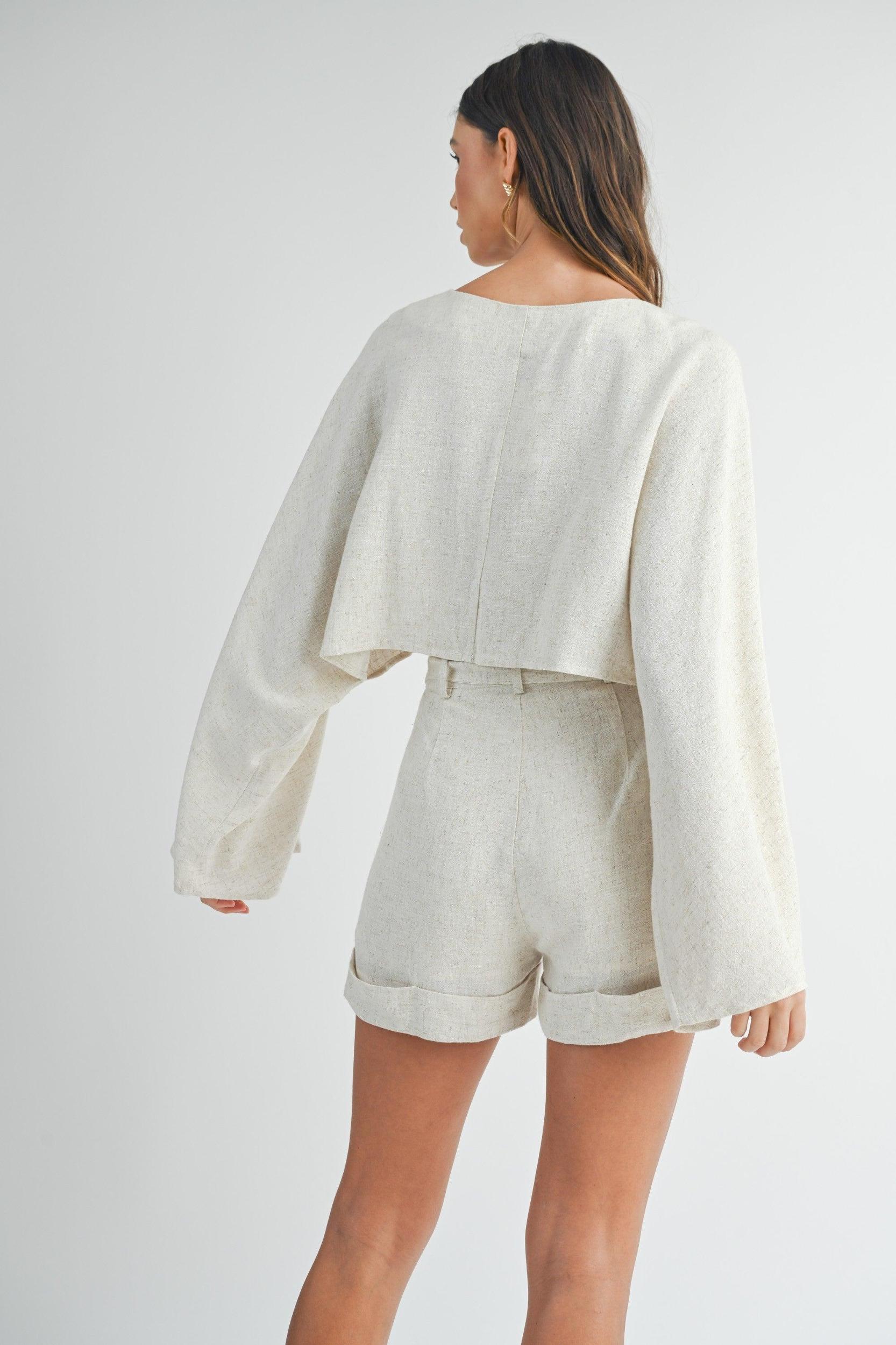 FINAL SALE Natalie Linen Shorts | Beige Product Image