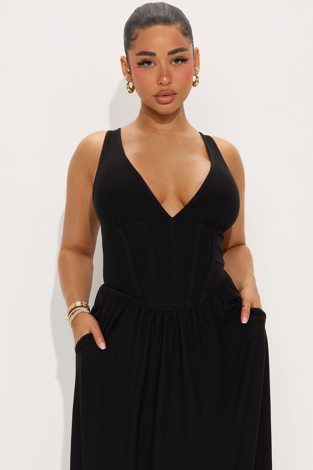 Ainsley Corset Maxi Dress - Black Product Image