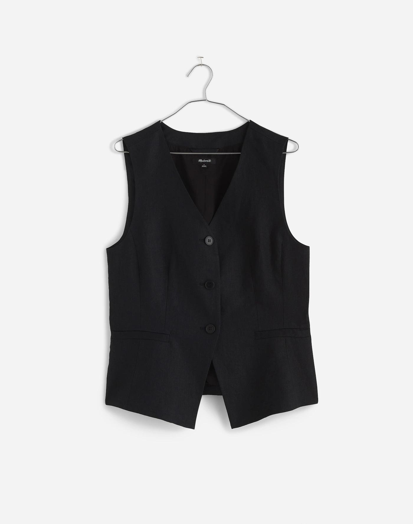 Cutaway Long Vest in 100% Linen Product Image