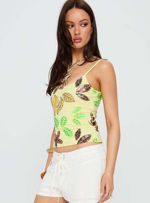 Lunavia Sequin Cami Top Lemon Product Image
