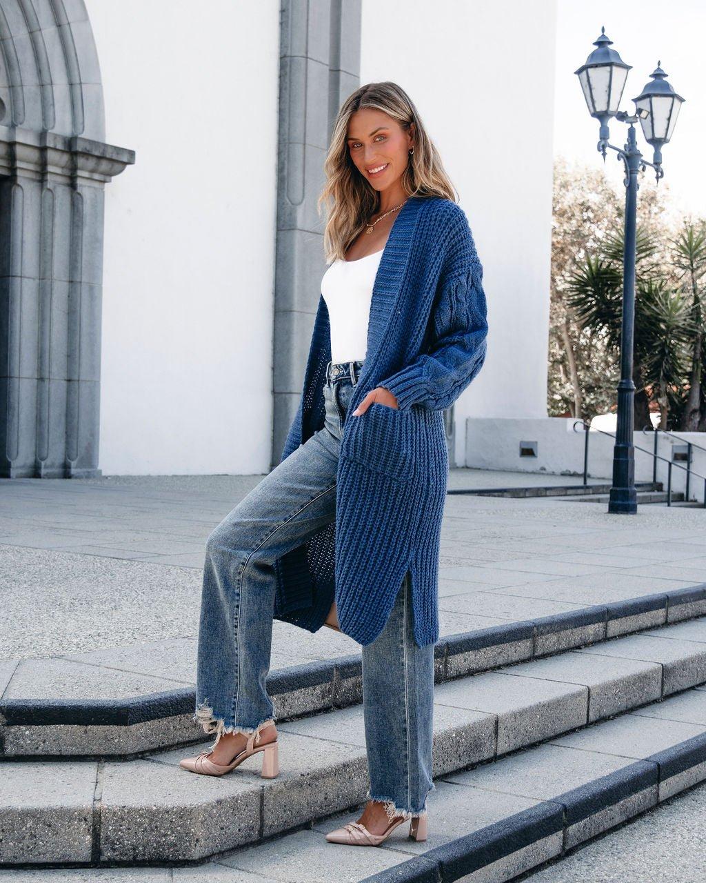 Muse By Magnolia Blue Chunky Duster Cardigan - FINAL SALE Female Product Image