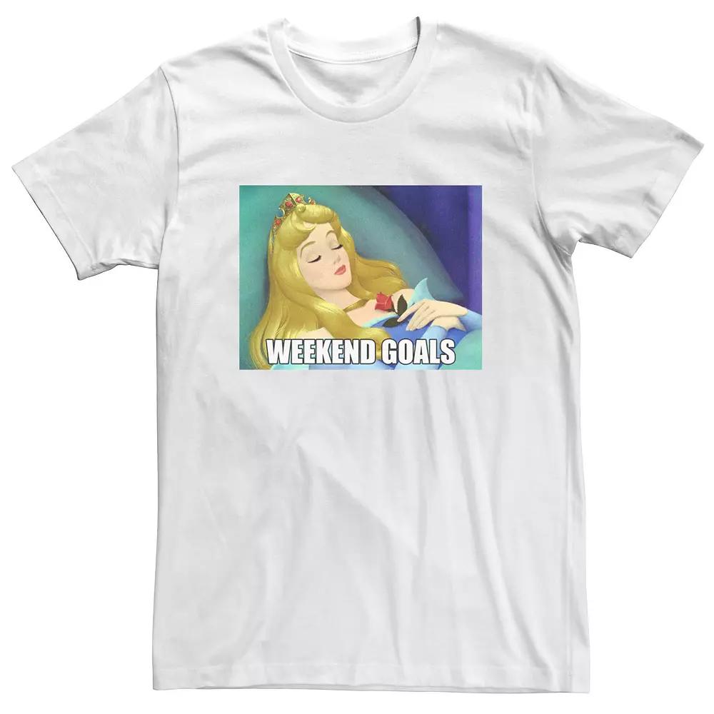 Men's Sleeping Beauty Aurora Weekend Goals Meme Tee,  Product Image