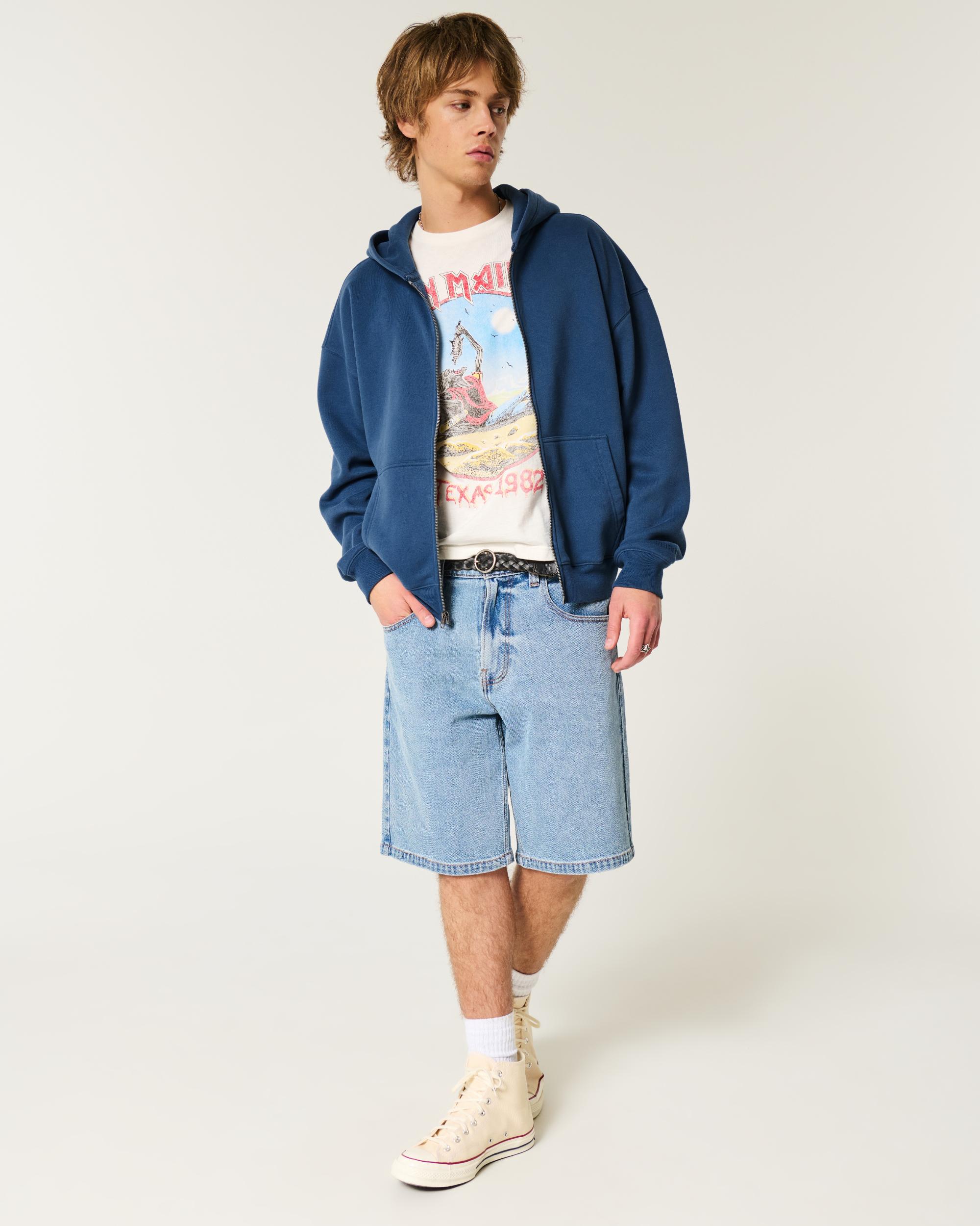 Boxy Flame Graphic Zip-Up Hoodie Product Image