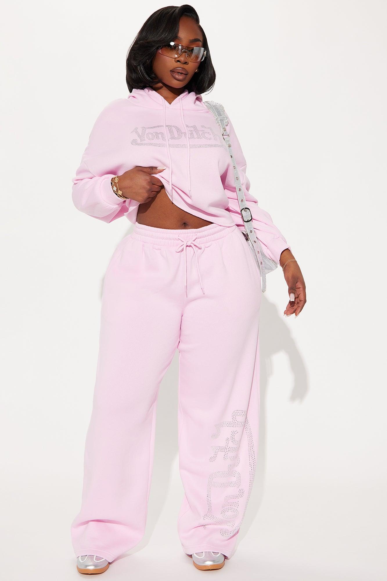 Von Dutch Rhinestone Wide Leg Pant - Pink Product Image