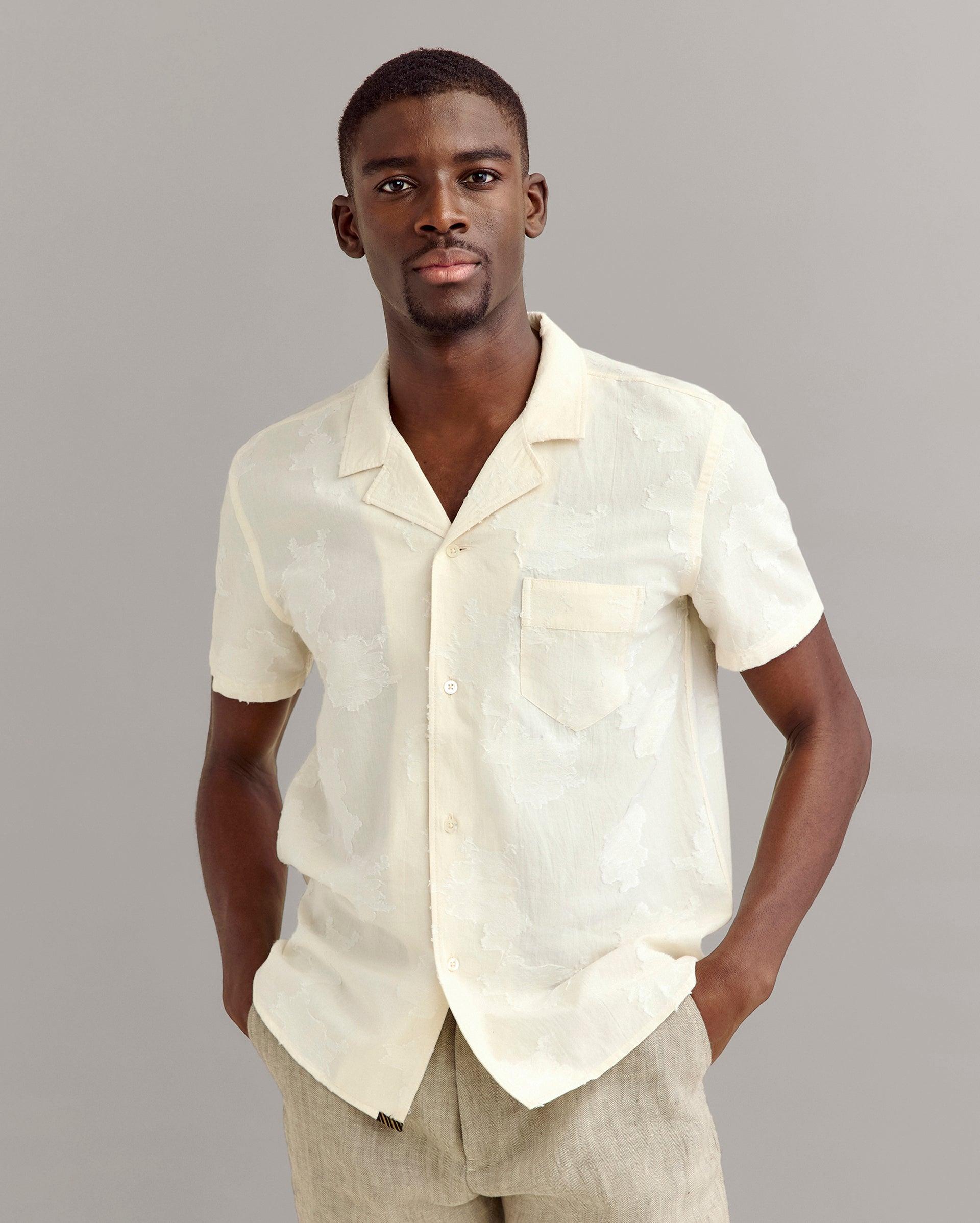 Short Sleeve Floral Jacquard Shirt -  Product Image