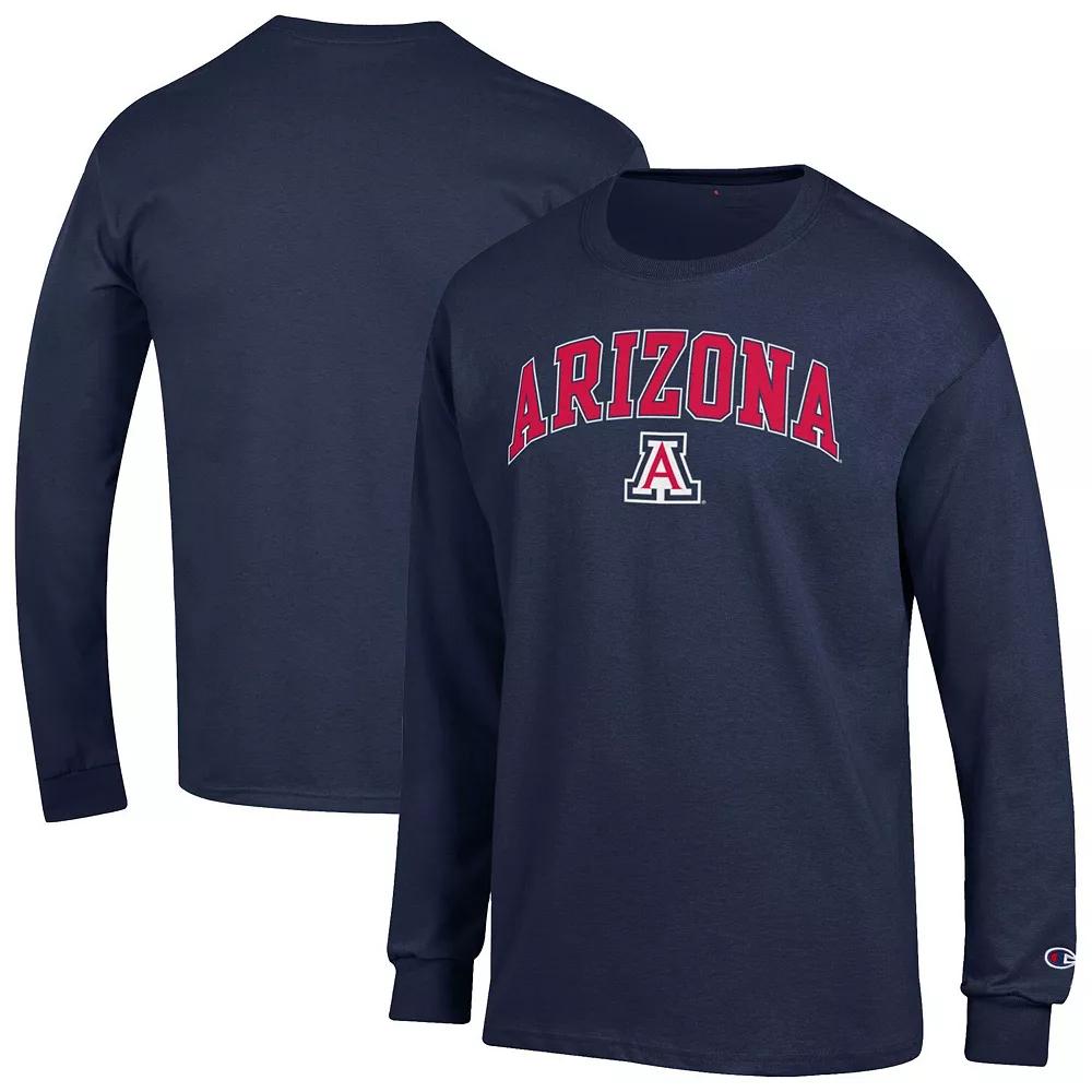 Men's Champion Navy Arizona Wildcats Arch Over Logo 2-Hit Long Sleeve T-Shirt,  Product Image