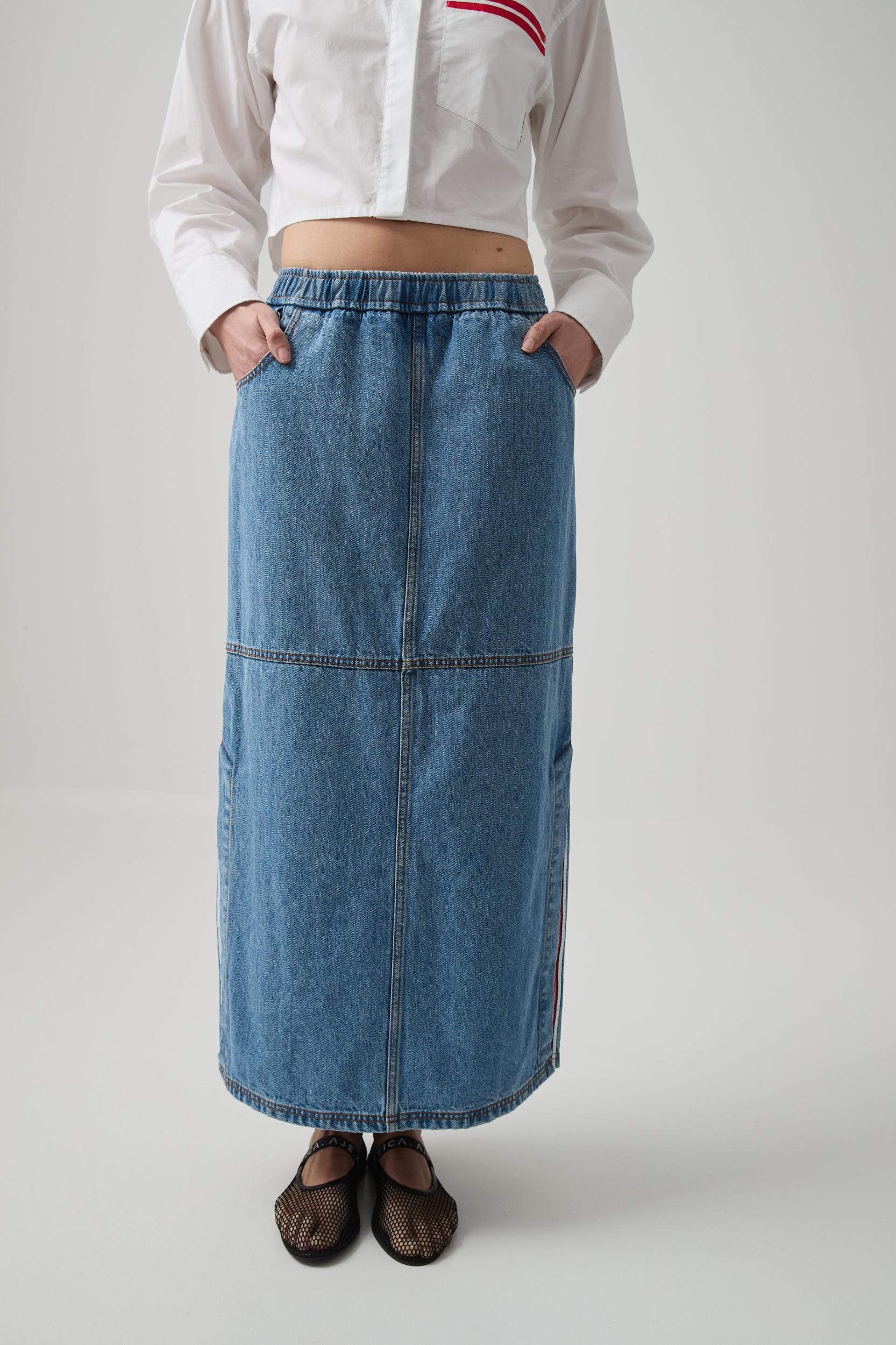 Longline Denim Skirt Product Image