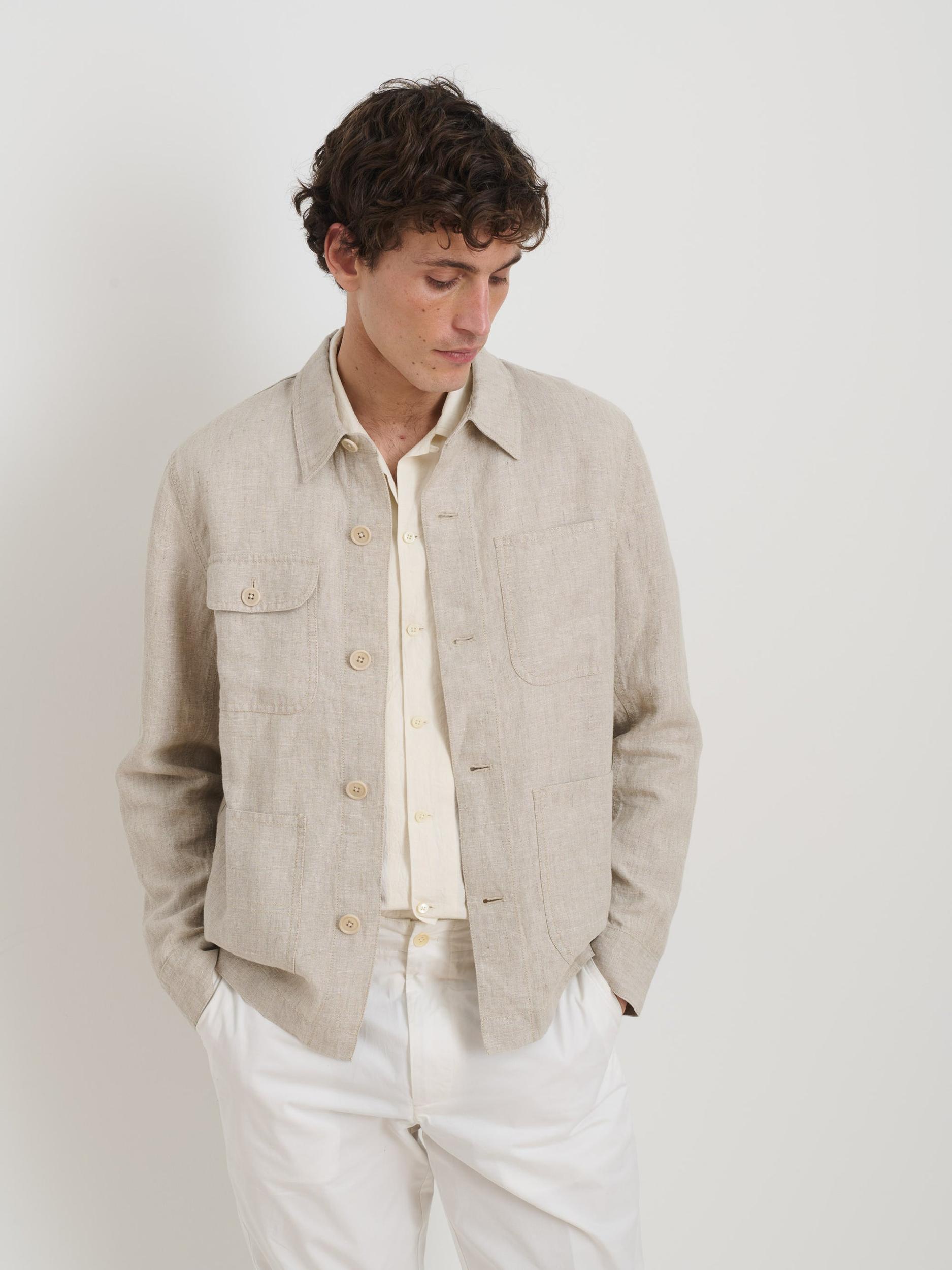 Work Jacket In Flax Linen Product Image